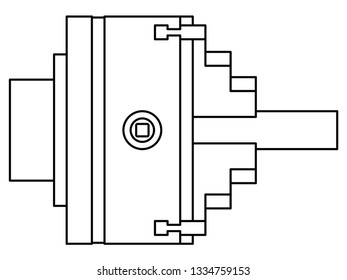 Illustration of the contour lathe chuck side view with shaft