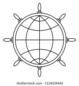 Illustration of the contour steering wheel and globe