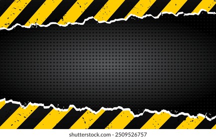 illustration of contruction warning sign background. yellow and black stripes texture contruction banner