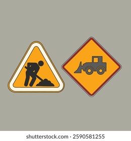 Illustration contruction work board not made using AI for education driving safety