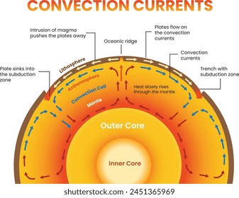 Ilustración del diagrama de corrientes de convección - Vector