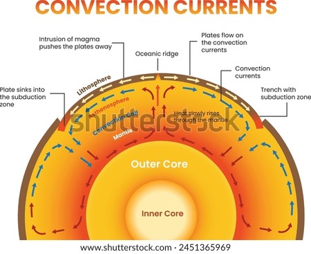 Illustration of convection currents diagram - vector