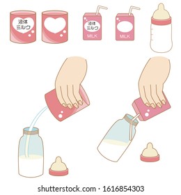 
Illustration of convenient baby milk in liquid form