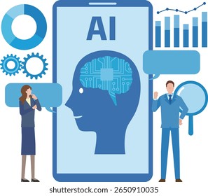 Illustration of conversation with artificial intelligence