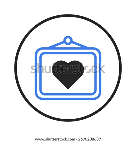 The illustration conveys a feeling of warmth and affection. The heart inside the frame suggests a precious and valued sentiment, presented in a clean and uncomplicated style. This icon is suitable