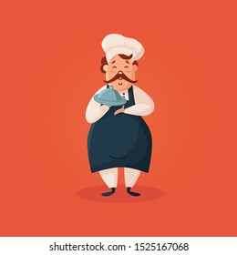 Illustration of a cook holding a dish