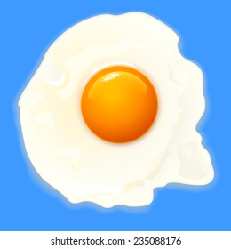 illustration of cooked egg on blue background
