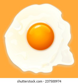 illustration of cooked egg on orange background