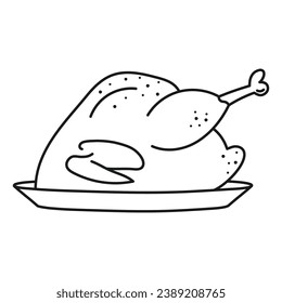 Ilustración de pavo cocido sobre fondo blanco