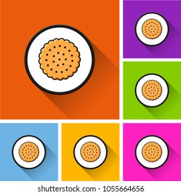 Illustration of cookie icons with long shadow