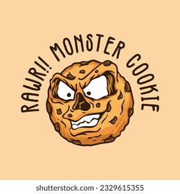 illustration of a cookie with a scary face