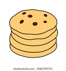 
Illustration of a Cookie Stack, Brown Classic with Choco Chips for Bakery and Dessert Designs