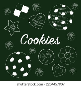 An illustration of a cookie written on a chalkboard.