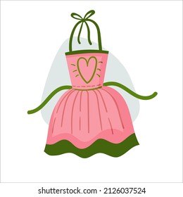 Illustration of a cooking apron with a heart in a cartoon, hand-drawn style.