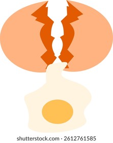 Illustration of cooking a broken egg