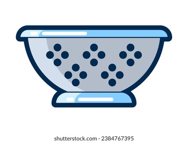 Illustration of cooking colander. Stylized kitchen utensil item.