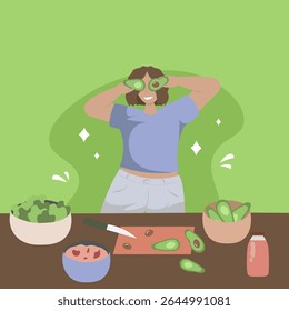 illustration of cooking dishes from natural products