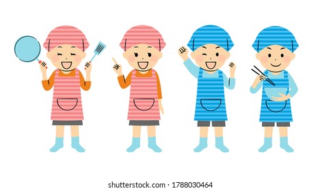 illustration of cooking and kids