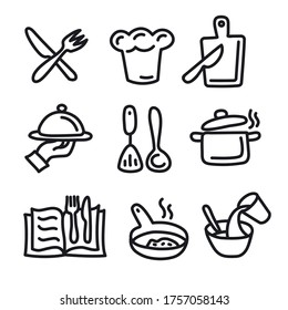 illustration of the cooking and preparation food icons set