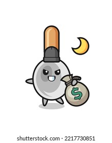 Illustration of cooking spoon cartoon is stolen the money , cute design