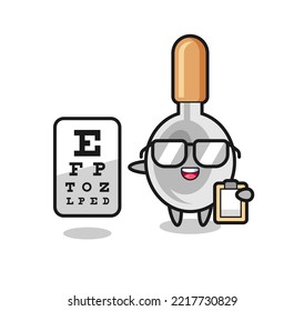 Illustration of cooking spoon mascot as an ophthalmology , cute design