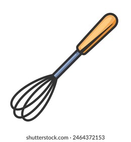 Illustration of cooking whisk. Stylized kitchen and restaurant utensil.