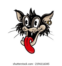 Ilustración de un gato genial de dibujos animados. Elemento de diseño para afiche, camiseta, cartel. Ilustración del vector