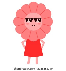 Illustration of Cool Flower Cartoon Character