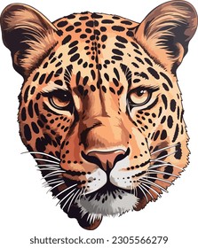 illustration cool leopard sticker vector