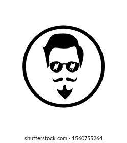 illustration of a cool man with glasses icon.barber shop logo template