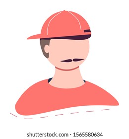 illustration of cool man with hat, mustache and orange shirt