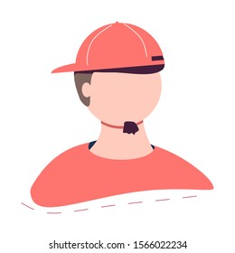 illustration of a cool man with a small beard, a hat on his head, and an orange shirt