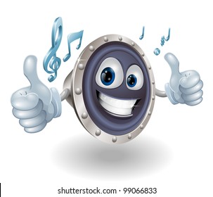 Illustration of a cool music audio speaker character doing a double thumbs up