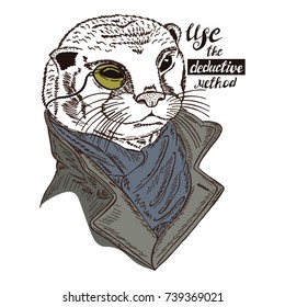 Illustration with cool otter like detective and lettering "Use the deductive method"