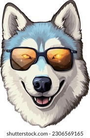 illustration cool Siberian Husky sticker