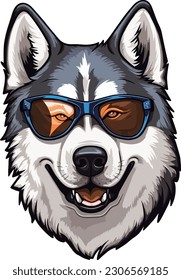 illustration cool Siberian Husky sticker