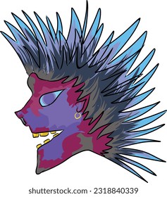 Illustration Of A Cool Skull Design With Blooming Hair and Golden teeth