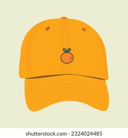 Ilustración de un sombrero naranja fresco y de moda con un patrón de limón para los jóvenes. Un sombrero de moda para volver a la escuela, actividades en el campus, actividades deportivas, modelación y más