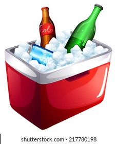 Illustration of a cooler with softdrinks on a white background 