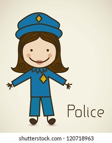 Illustration of a cop in a suit, police icon, vector illustration