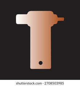 Ilustración de una pistola de remache de color cobre sobre un fondo oscuro