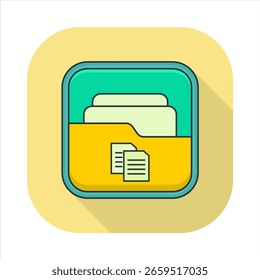 Ilustración de un ícono de carpeta de copia. Icono relacionado con Elementos de diseño. Adecuado para Sitio web, App, interfaces de usuario, elemento, imprimible, etc. estilo de ícono plano. diseño de Vector simple editable