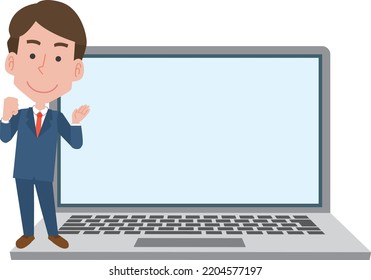 Illustration for copy space of businessman and PC