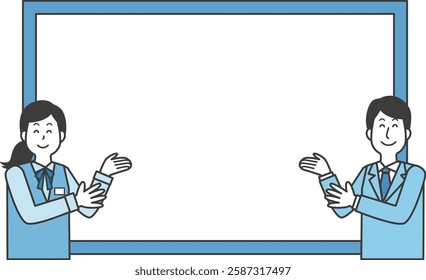 Illustration with copy space for introducing men and women