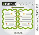 Illustration of copybook, diary with pencil, sun and ice-cream, web icon, vector. Idea of diary for children and pupils.