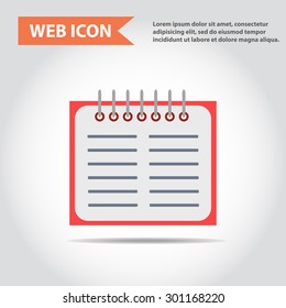 Illustration of copy-book for learning and writing, paper document, web icon, vector.