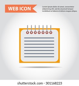 Illustration of copy-book for learning and writing, paper document, web icon, vector.