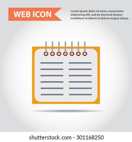 Illustration of copy-book for learning and writing, paper document, web icon, vector.