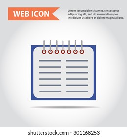 Illustration of copy-book for learning and writing, paper document, web icon, vector.