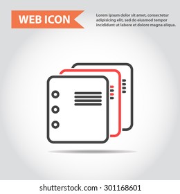 Illustration of copy-book for learning and writing, paper document, web icon, vector.